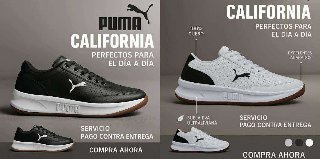 Puma California negro y blanco, perfectos para el dia a dia