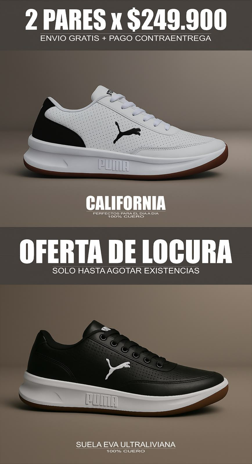 Puma California blanco y negro, oferta de locura