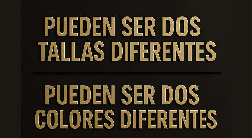 Pueden ser dos tallas diferentes, pueden ser dos colores diferentes
